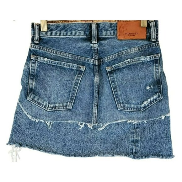 Moussy Vintage Women's Distressed Raw Hem Button Fly Mini Skirt Waist 26 - Picture 5 of 5